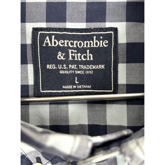 Abercrombie & Fitch Men's Adult Sz Large Blue Plaid Long Sleeve Button Shirt - Picture 12 of 15
